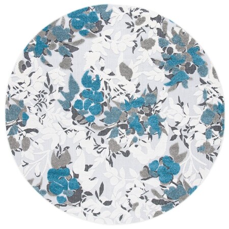 Safavieh 6 ft. 7 in. x 6 ft. 7 in. Cabana Power Loomed Round Area Rug; Beige & Blue CBN674B-7R